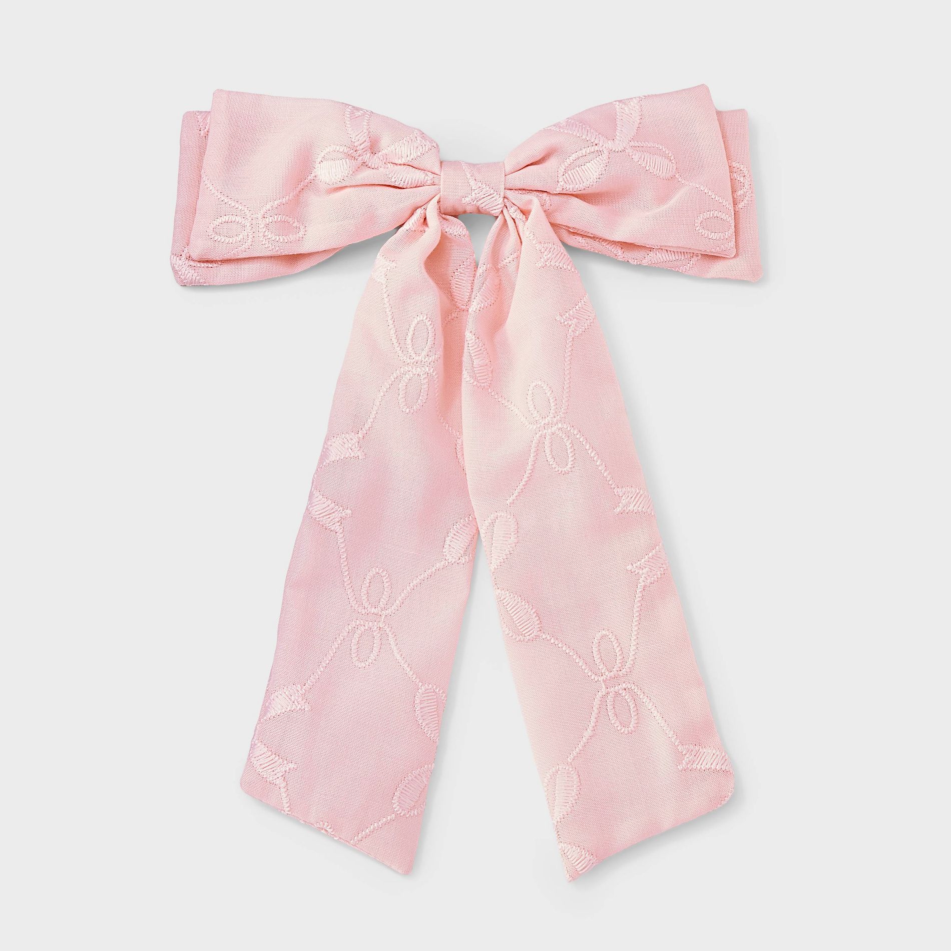 Girls' Embroidered Barrette Bow - Cat & Jack™ Pink