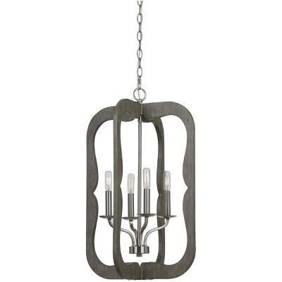 Cal Lighting 40W X 4 Portici Wood Pendant Fixture (Edison Bulbs Not included)