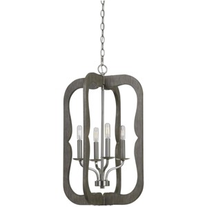 Cal Lighting 40W X 4 Portici Wood Pendant Fixture (Edison Bulbs Not included) - 1 of 2