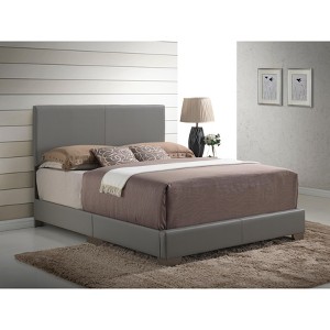TiramisuBest Light Grey Faux Leather Bed (47"H x 63"W x 86"D) - 1 of 4
