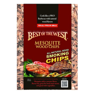 Best of the West All Natural BBQ Sweet Mesquite Wood Smoking Chips for All Grill Types, 180 Cubic Inches