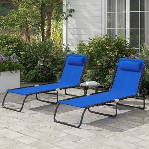 Gulches Folding Chaise Lounge Pool Chair - 4-Position Reclining, Blue, 77.5" L x 22.75" W - 1 of 4