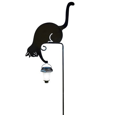 Collections Etc Cat Holding Solar Lantern Decorative Garden Stake 10.5 X 3 X 18.5