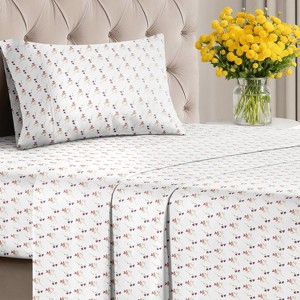 Luxuriously Soft 4-Piece Floral Sheet Set - Wrinkle-Resistant, Printed Pattern - CGK Linens - 1 of 4