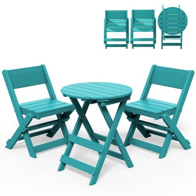 Hyleory 3-Piece Patio Bistro Set - Foldable Table & Chairs with Coffee Table, Lightweight for Balcony, Garden, Apartment ,Weather-Resistant