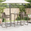 vidaXL Bar Table With Glass Top Black Poly Rattan Tall Modern - 3 of 4