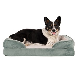 FurHaven Velvet Waves Perfect Comfort Cooling Gel Top Memory Foam Sofa Dog Bed - 1 of 4