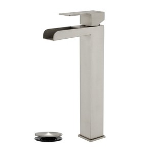 Cobbe Bathroom Faucet Single Handle with Pop-Up Drain Single-Hole Installation Bathroom Vessel Sink Faucet Brushed Nickel - 1 of 4