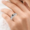 Pompeii3 3/4ct Round Black Diamond Three Stone Wedding Engagement Ring Set 10K White Gold - 4 of 4