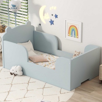 CAVINAS Bear Shape Toddler Bed for Ages 3-6,Modern Floor Bed Frame with Rounded Corners,Toddler Bed for Bedroom