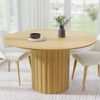 PexFix 52" Solid Wood Round Dining Table Kitchen Table for 4-6 with Tabletop & Textured Cylindrical Base for Living/Dining Room Coffee Office Natural - 2 of 4