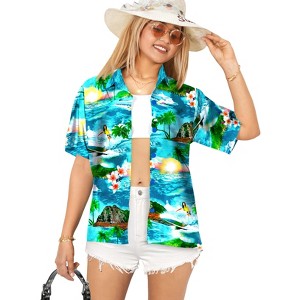HAPPY BAY Button Down Shirt for Women Casual Beach Party Summer Short Sleeve Vacation Tops Button Up Hawaiian Shirts Blouses for Women - 1 of 4