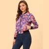 INSPIRE CHIC Women's Stand Collar Floral Prints Zip Up Lightweight Short Jacket - image 3 of 4