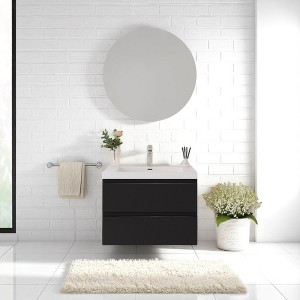 30" Wall-Mounted Bathroom Vanity with Resin Sink – Floating Bathroom Cabinet with Soft-Close Hinges,Floating Vanity Cabinet - 1 of 4