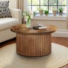 UbMelt Circle Coffee Table Modern 31.5 Inch Center Table with Sturdy Base for Living Room,Brown - 2 of 4
