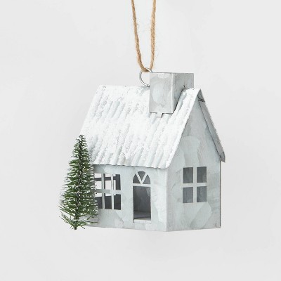 Metal Galvanized House with Chimney Christmas Tree Ornament - Wondershop™