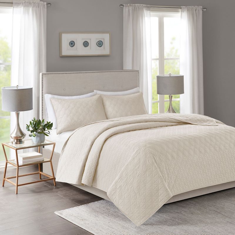 3pc Full/Queen Hollie Coverlet Set Ivory - JLA Home, 1 of 8