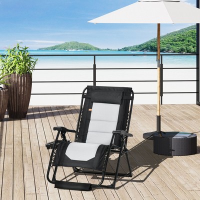 Black and Gray Steel Zero Gravity Reclining Lounger with Cushions