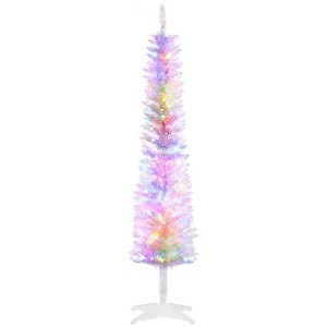 NAYSAYE 5FT Slim Artificial Christmas Tree with 250 Branches White Holiday Decoration for Home Office Party, White, 15.8"*15.8"*59" - 1 of 4