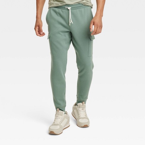 Men's Cotton Fleece Cargo Jogger Pants - All In Motion™ Green Xl