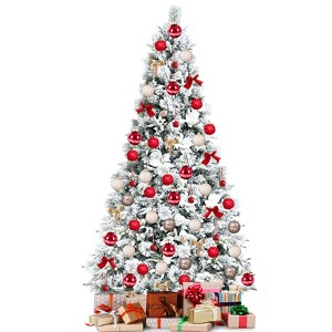 Tangkula Artificial Snow Flocked Christmas Tree 7FT Hinged Christmas Tree W/ 919 Branch Tips - 1 of 4