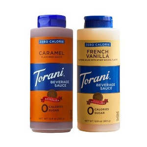 Torani Zero Calorie Caramel & French Vanilla Beverage Sauces (12.8 oz each) Pack of 2 - 1 of 4
