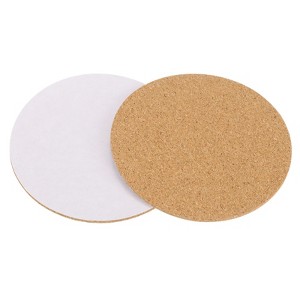 Unique Bargains Thickened Cork Self-Adhesive Round Coasters for Tableware - 1 of 4