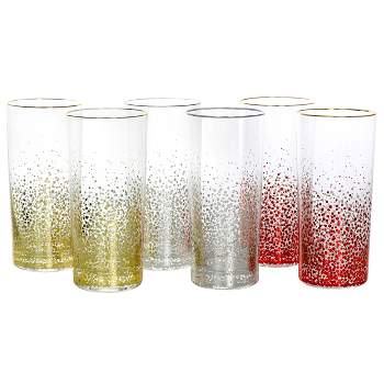 Laurie Gates California Designs Audrey Hill 6 Piece 16oz Glass Tumbler Set in Assorted Colors