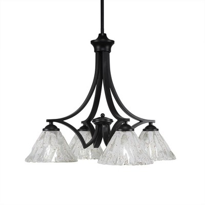 Toltec Lighting Zilo 4 - Light Chandelier in  Matte Black with 7" Italian Ice Shade