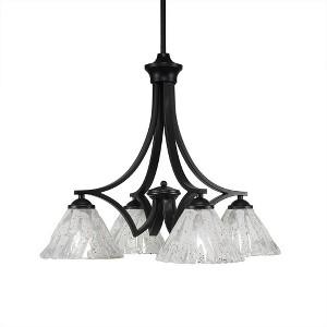 Toltec Lighting Zilo 4 - Light Chandelier in  Matte Black with 7" Italian Ice Shade - 1 of 1