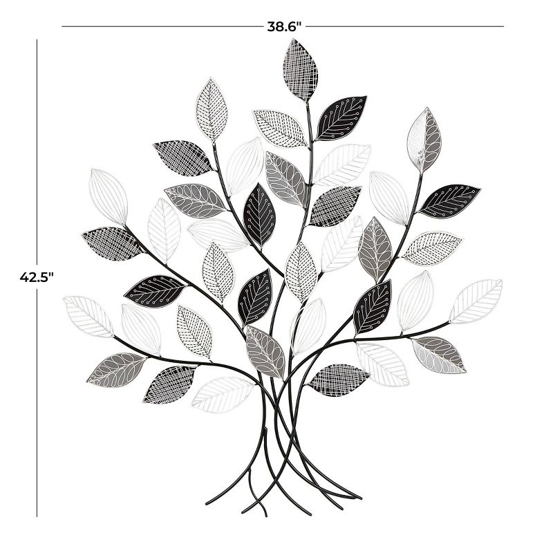 43&#34;x39&#34; Metal Tree Wall Decor with Various Patterned Leaves Black - Olivia &#38; May, 4 of 5