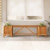 vidaXL Patio Bench with 2 Planters 59.1"x11.8"x15.7" Solid Acacia Wood - 2 of 4