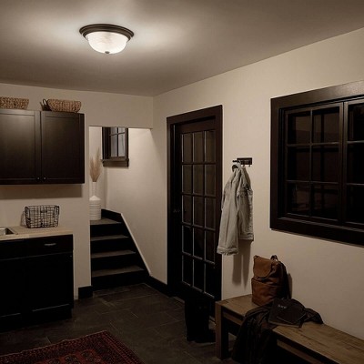 Brushed Nickel 13.25" Flush Mount Light with Alabaster Glass