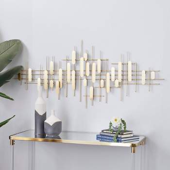 Metal Geometric Narrow Stripes Wall Decor Gold - CosmoLiving by Cosmopolitan