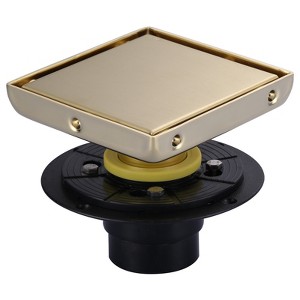 WOWOW Square Shower Drain 6 Inch Floor Drain with Tile Insert Grate 304 Stainless Steel with Hair Strainer - 1 of 4