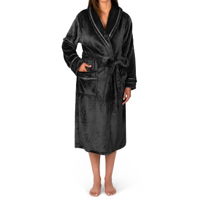PAVILIA Fleece Robe For Women, Plush Warm Bathrobe, Fluffy Soft Spa Long Lightweight Fuzzy Cozy, Satin Trim