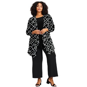 Avenue Women's Plus Size Cardigan With Tank Duet - 1 of 4