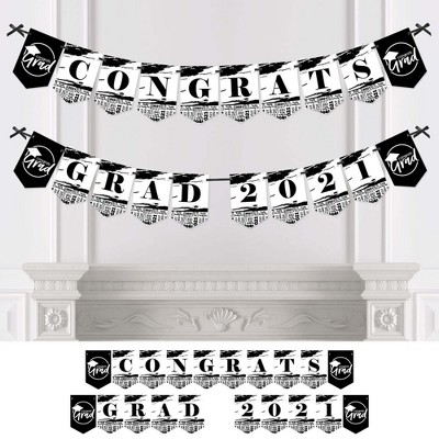 Big Dot of Happiness Black and White Grad - Best is Yet to Come - Black and White Grad Party Bunting Banner - Party Decorations - Congrats Grad 2021