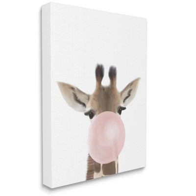 Stupell Industries Baby Giraffe with Pink Bubble Gum Safari Animal