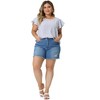 Agnes Orinda Women's Plus Size Floral Ruffle Short Sleeve Chiffon Round Neck Casual Summer Blouses - 3 of 4