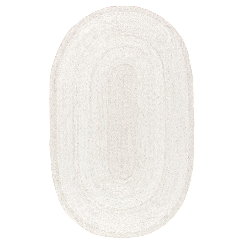 2'3inx4' Oval Hand Woven Rigo Jute Area Rug Off White - nuLOOM