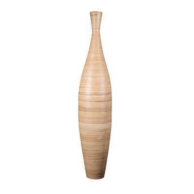 Hastings Home Handcrafted 35" Tall Decorative Bamboo Bottle Shaped Floor Vase for Silk Plants, Flowers, and Filler Décor - Natural Bamboo