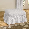 Matelasse Damask Ottoman Slipcover White - Sure Fit: Elastic Loose Fit, Polyester & Cotton Blend - 2 of 3