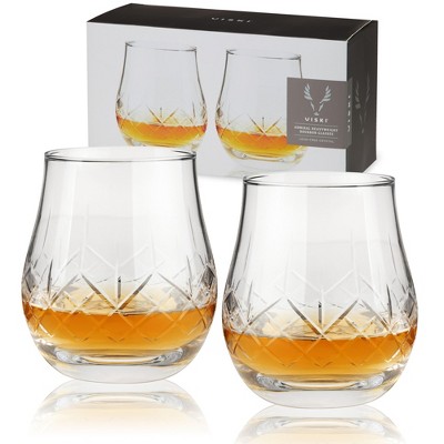 Viski Whiskey Glasses With Heavy Footed Base - Crystal Tumblers For Scotch,  Bourbon, Cocktails - 18.5 Oz, Set Of 2, Clear : Target