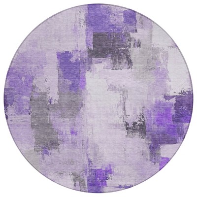 Lavender And Ivory Abstract Washable Indoor Outdoor Area Rug