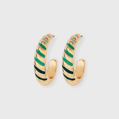 Color Striped Hoop Earrings - A New Day™ Green