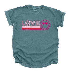 S.W.Smiley Love Retro Heart Eyes - Women's Garment Dyed Graphic T-Shirt - 1 of 4