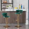 Velvet Bar Stools Set of 2 with Adjustable Height, 360¡ã Swivel, Chrome Footrest, and Metal Legs for Kitchen, Dining, or Bar - 2 of 4