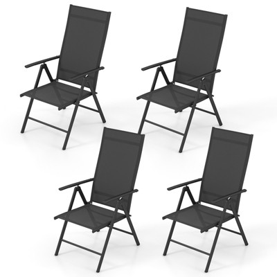 Tangkula 4PCS Patio Folding Dining Chair w/ 7-Level Adjustable High Backrest for Garden