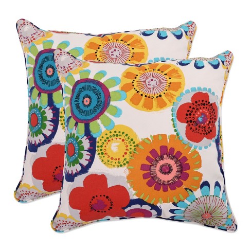 Pillow Perfect Tropic Floral - Cojín para tumbona con respaldo sólido para  interiores y exteriores con lazos, relleno de fibra de felpa, resistente a